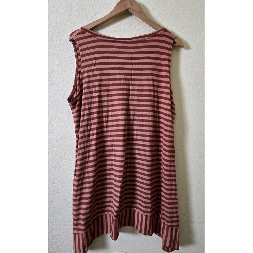LOGO Layers Tank Top Womens XL Mauve Striped A272858 Sharkbite Hem Sleeveless - Picture 4 of 6